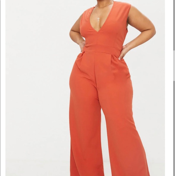 plunge wide leg jumpsuit